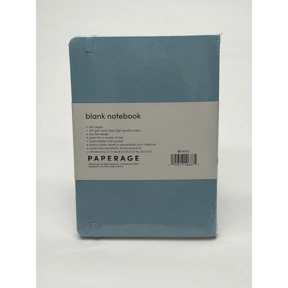 Paperage Blank Notebook Sky Blue Hardcover Journal 160 Pages 5.7 x 8 Inch 80723